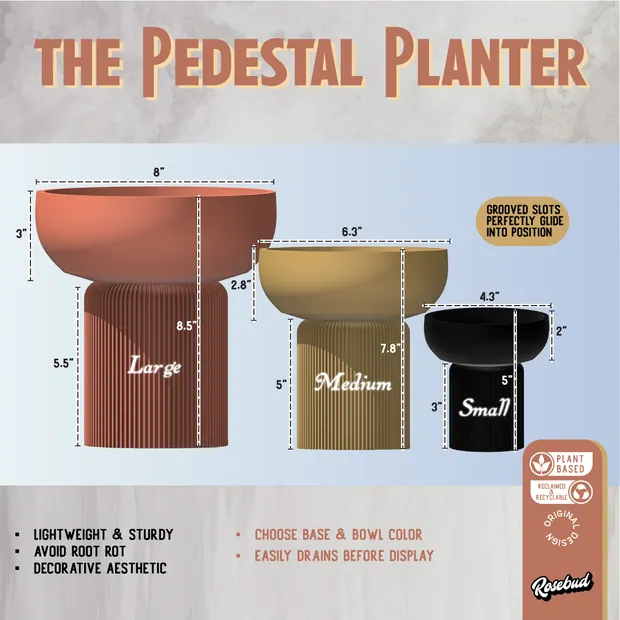 Modern Pedestal Plant Pot, Two-Piece, view 3